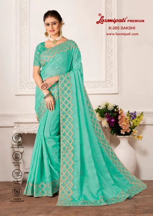 Laxmipati Sakshi K-260 Blue Soft Organza Saree