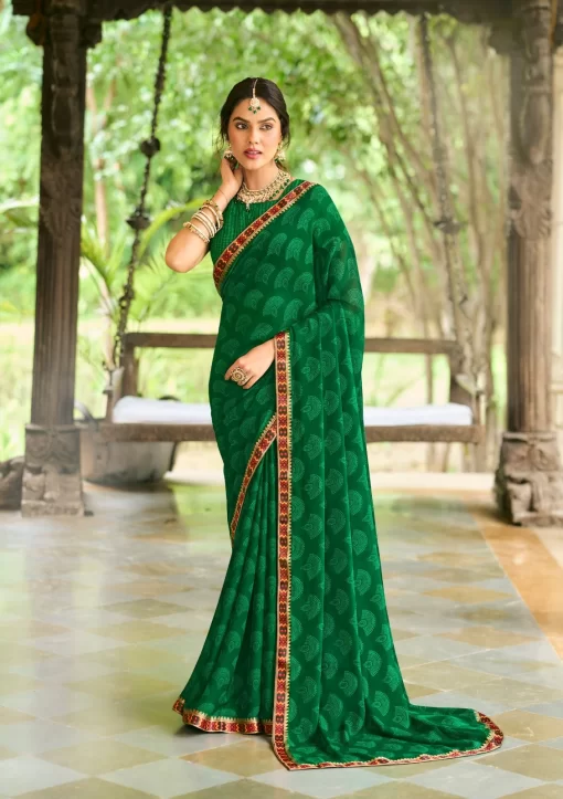 Laxmipati Rim_Jhim N-2182 Georgette Green Saree SKU: N-2182