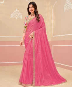 Laxmipati Gold_Spot N-2336 Nylon Pink Saree