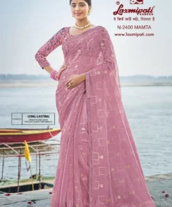 Laxmipati Parampara N-2400 Pink Supernet Saree