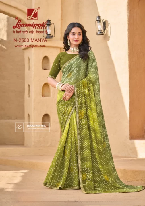 Laxmipati Shamli N-2500 Green Chiffon Sare