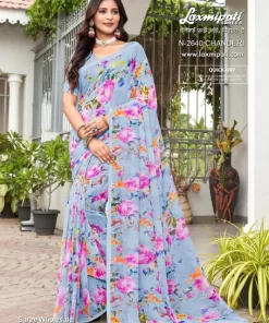 Laxmipati Basundi N-2640 Blue Georgette Saree