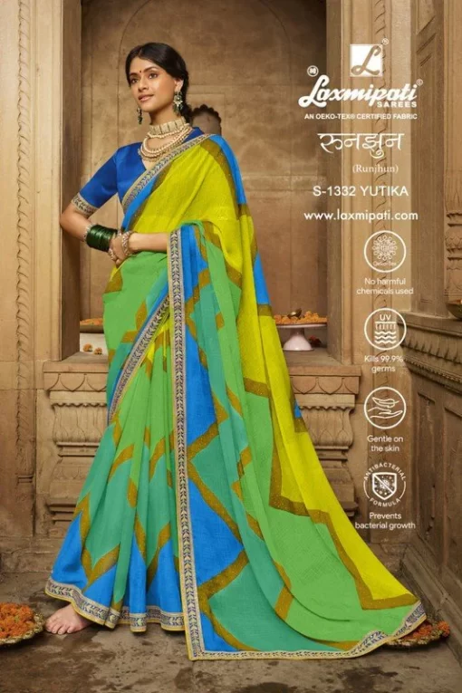 Laxmipati Runjhun S-1332 Multicolor Chiffon Saree