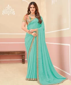 Laxmipati Gold_Spot N-2330 Chiffon Sea Green Saree