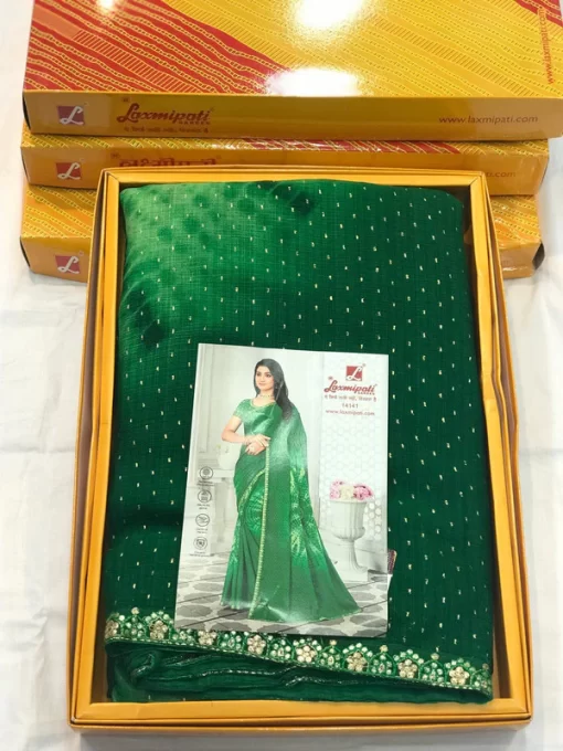 Laxmipati Savan-3 Pm-14141 Green Chiffon Saree - Image 2