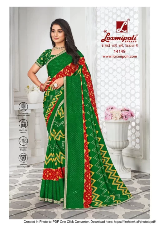 Laxmipati Savan-3 Pm-14149 Green Chiffon Saree