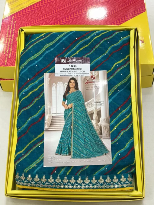 Laxmipati Sundarta-6 14264 Blue Chiffon Saree - Image 2