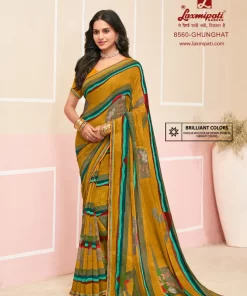 Laxmipati Honey-Bunny 8560 Yellow Georgette Saree
