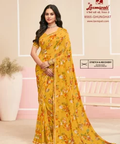 Laxmipati Honey-Bunny 8565 Yellow Georgette Saree