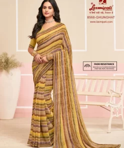 Laxmipati Honey-Bunny 8568 Yellow Georgette Saree