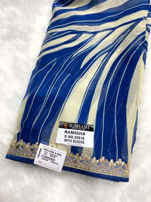 Subhash Ramisha Blue Chiffon Saree Daily and Occasional Wear - Image 2