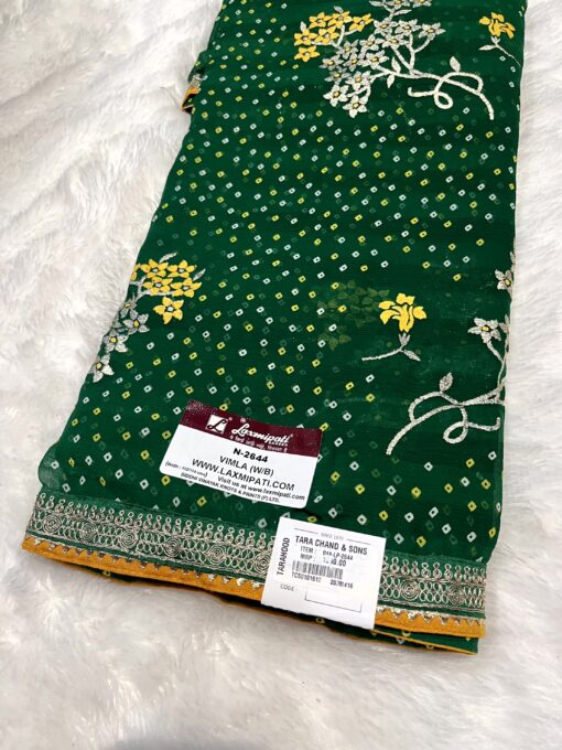 Laxmipati Phulvaari N-2644 Green Chiffon Saree