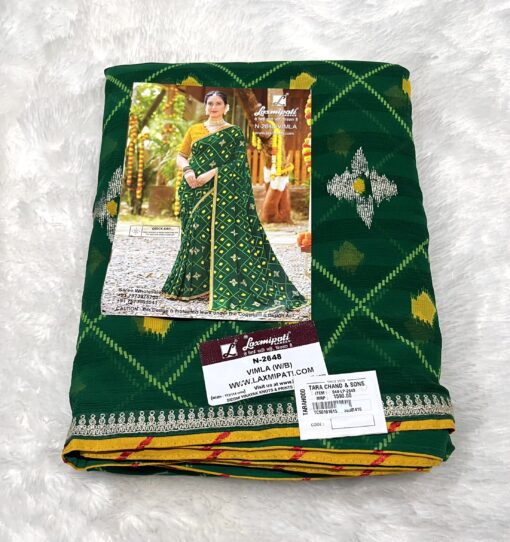 Laxmipati Phulvaari N-2648 Green Chiffon Saree - Image 2