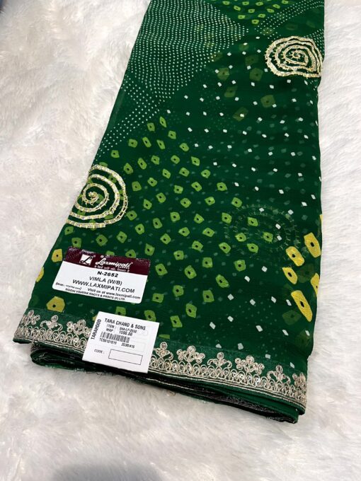 Laxmipati Phulvaari N-2652 Green Chiffon Saree