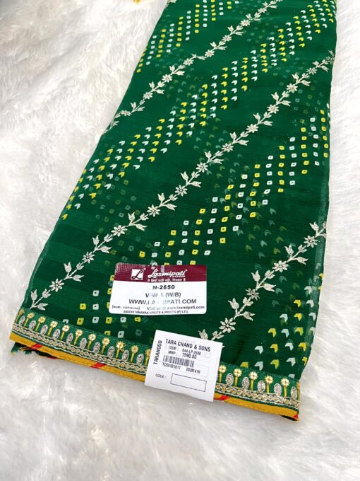 Laxmipati Phulvaari N-2650 Green Chiffon Saree