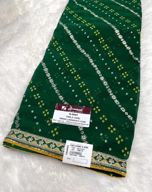 Laxmipati Phulvaari N-2641 Green Chiffon Saree