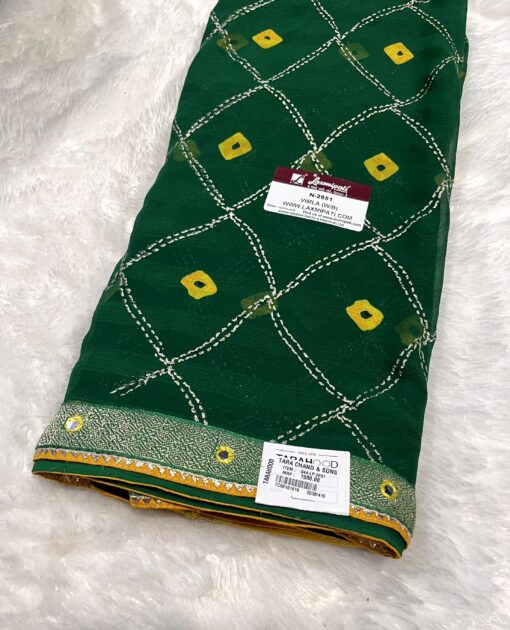 Laxmipati Phulvaari N-2651 Green Chiffon Saree