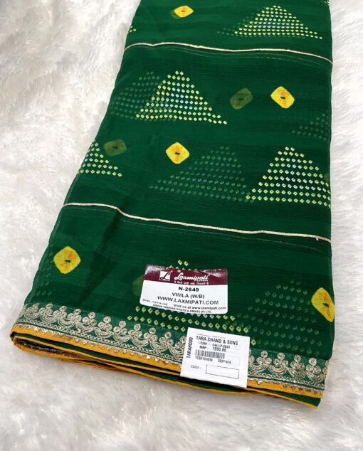 Laxmipati Phulvaari N-2649 Green Chiffon Saree