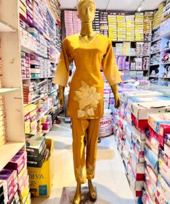 Tarahood Casual and Party Wear satin Co-ord Set with Beautiful Floral Patch