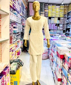 Tarahood Party Wear linen Co-ord Set With Beautiful Hand Work on Neck