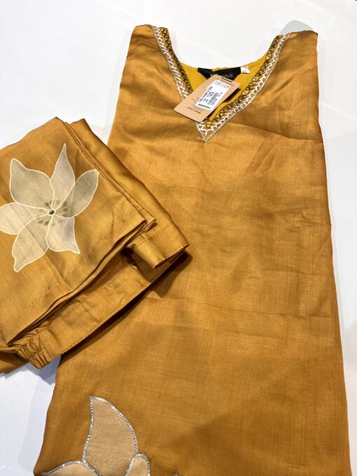 Tarahood Casual and Party Wear satin Co-ord Set with Beautiful Floral Patch - Image 3