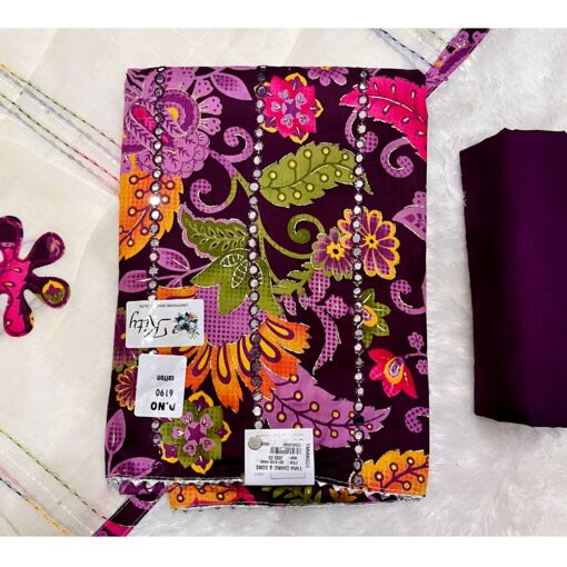 Tarahood Sold Cotton Blend Straight Suit With Dupatta - Image 2