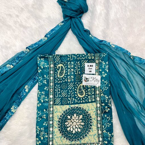 Tarahood Designer And Mirro WORK Party Wear Cotton Suit - Image 3