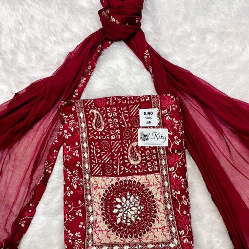 Tarahood Designer And Mirro WORK Party Wear Cotton Suit - Image 5