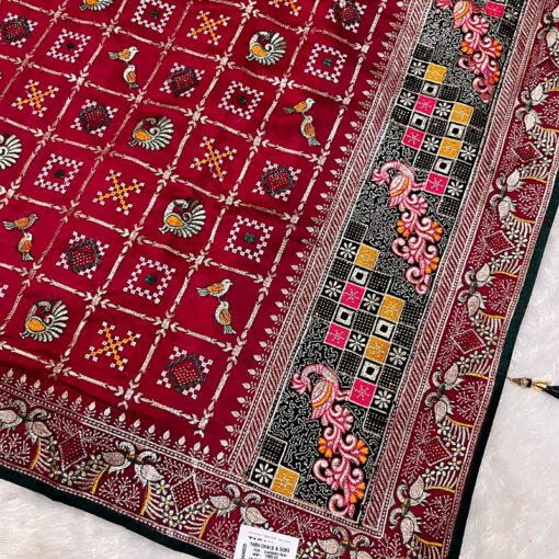 Ethnic Traditional Shubhlabh Soft Silk Emroidery Saree - Image 5