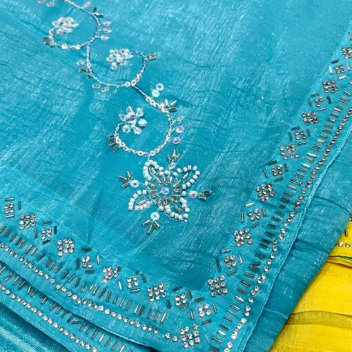 Beautiful Party-Wear Shaded Crunchy Chiffon Saree - Image 7