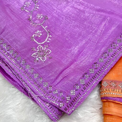 Beautiful Party-Wear Shaded Crunchy Chiffon Saree - Image 11