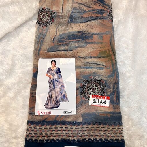 Tarahood Ethnic Grace Rust Print Saree - Image 8