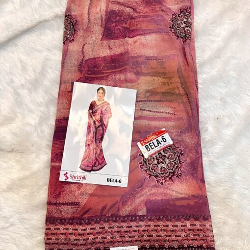 Tarahood Ethnic Grace Rust Print Saree - Image 6