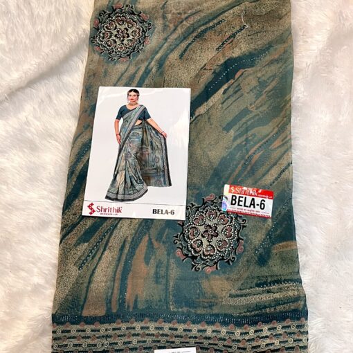 Tarahood Ethnic Grace Rust Print Saree - Image 4