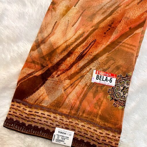 Tarahood Ethnic Grace Rust Print Saree - Image 3