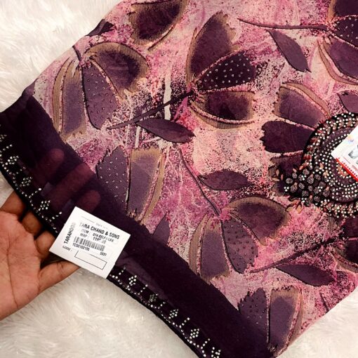 Tarahood Designer Chiffon Party wear Saree - Image 5