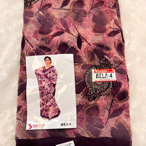 Tarahood Designer Chiffon Party wear Saree - Image 6