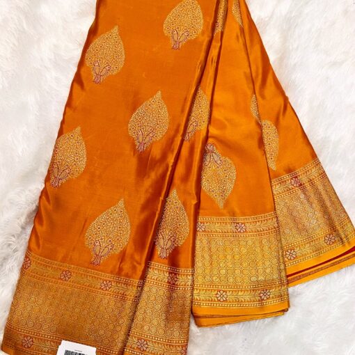Pure Handloom Banaras Rawmango Silk Saree - Image 13