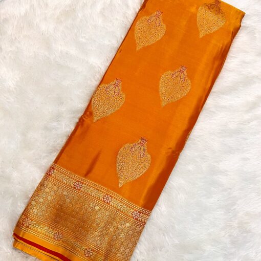 Pure Handloom Banaras Rawmango Silk Saree - Image 12