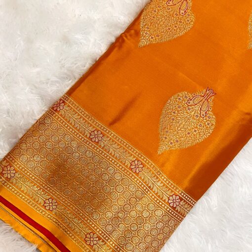 Pure Handloom Banaras Rawmango Silk Saree - Image 11