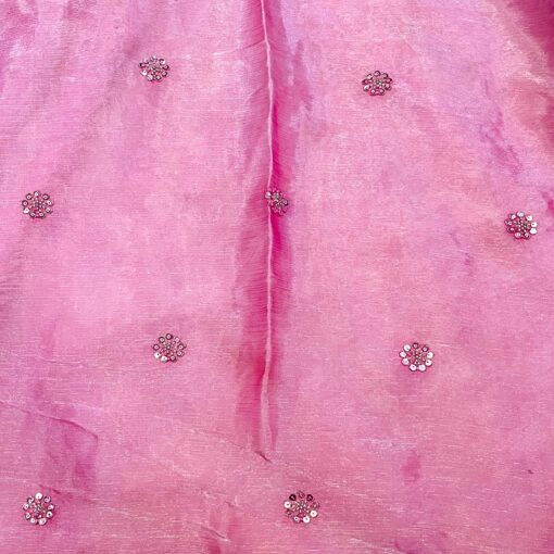 Tarahood Crimson Crepe Tissue Embroidery Saree - Image 4