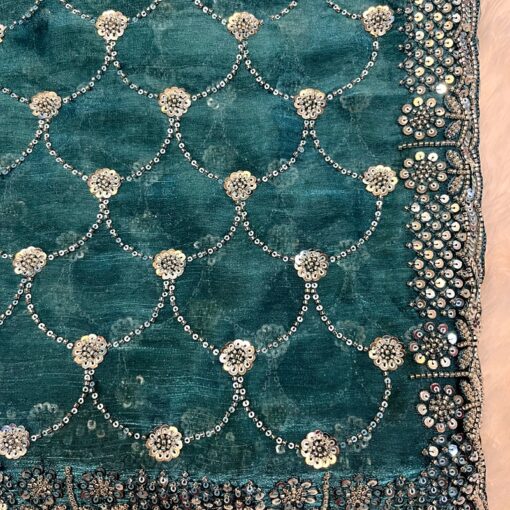 Tarahood Crimson Crepe Tissue Embroidery Saree - Image 6