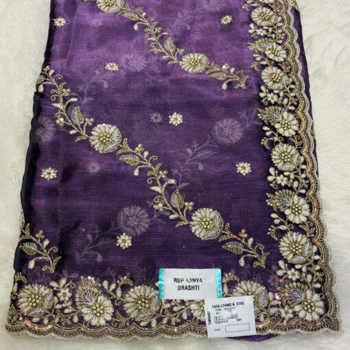 Tarahood Wedding Wear Organza Zari Work Saree - Image 6