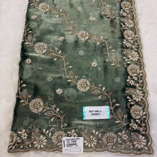 Tarahood Wedding Wear Organza Zari Work Saree - Image 5