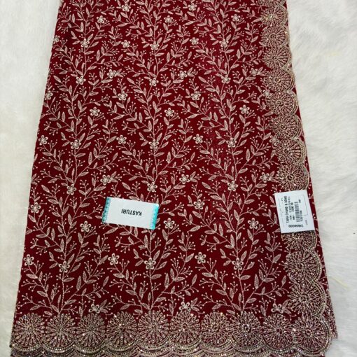 Tarahood Heavy Embroidery Work Satin Chiffon Saree