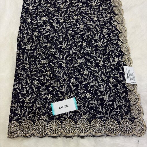 Tarahood Heavy Embroidery Work Satin Chiffon Saree - Image 9