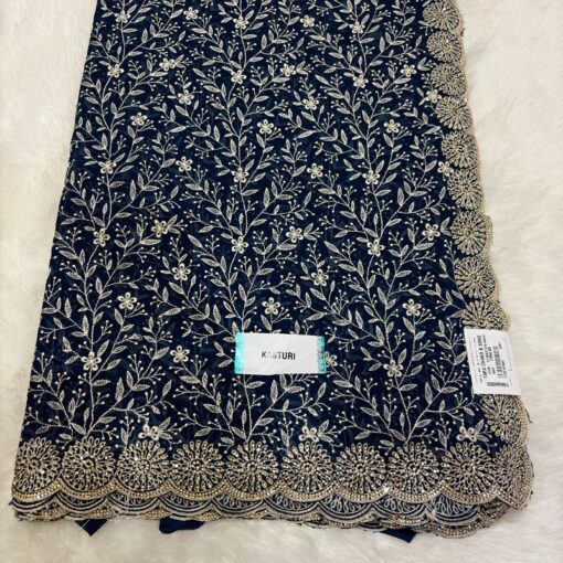 Tarahood Heavy Embroidery Work Satin Chiffon Saree - Image 10