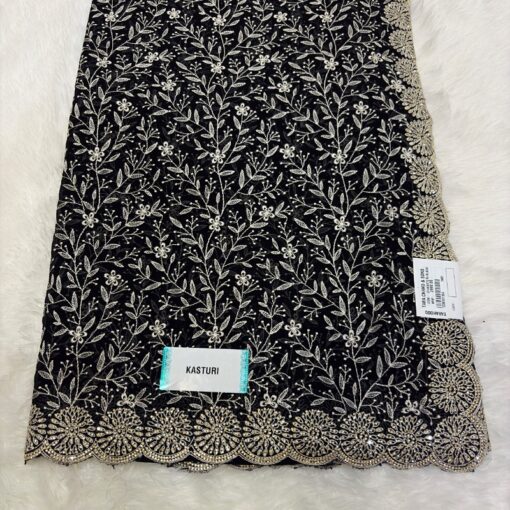 Tarahood Heavy Embroidery Work Satin Chiffon Saree - Image 8