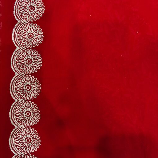 Tarahood Heavy Embroidery Work Satin Chiffon Saree - Image 5