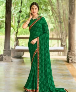 Laxmipati Rim_Jhim N-2182 Georgette Green Saree